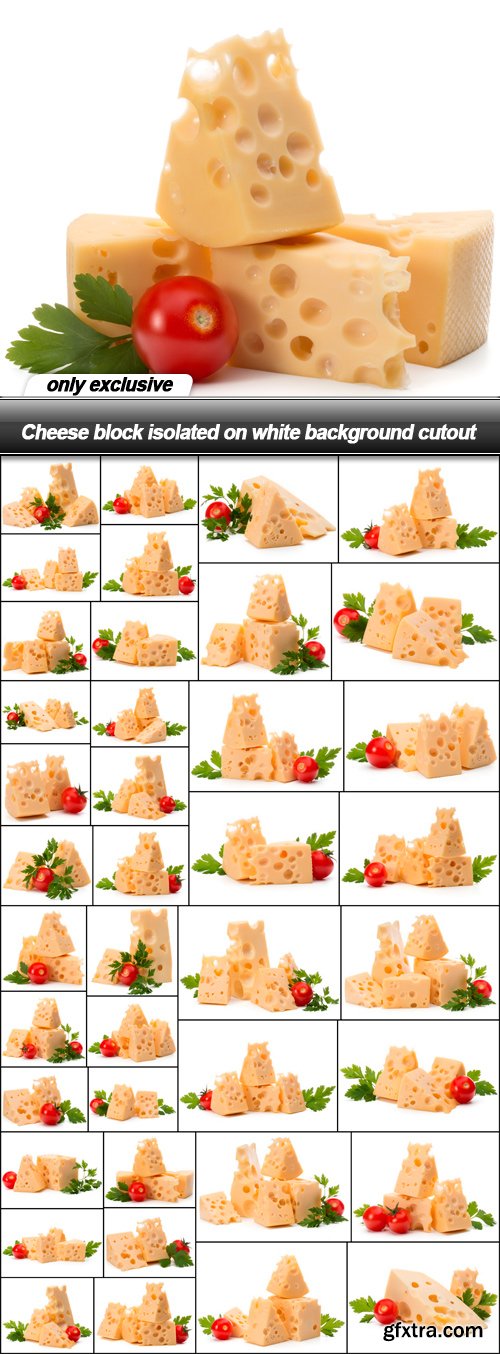 Cheese block isolated on white background cutout - 40 UHQ JPEG