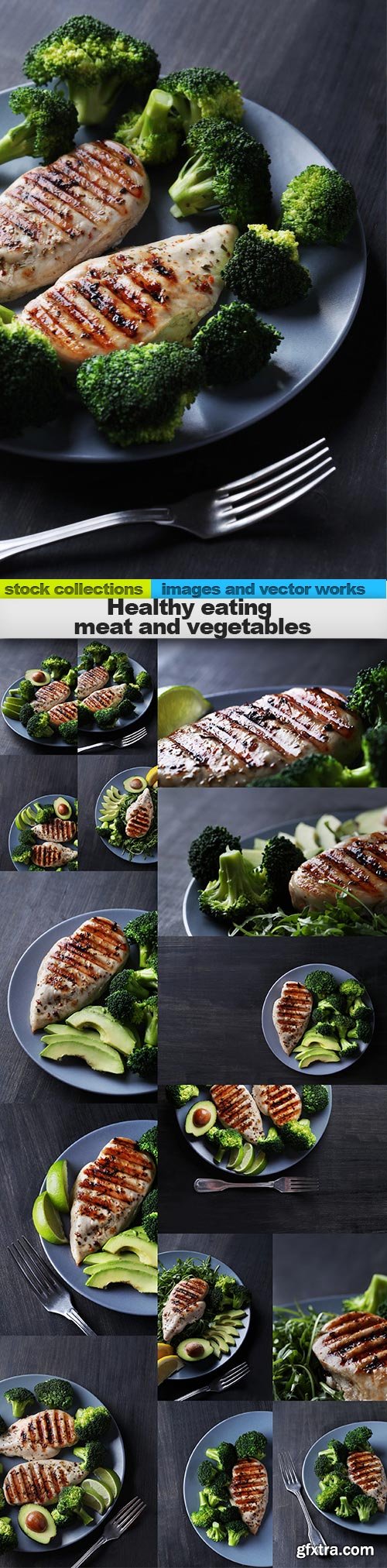 Healthy eating meat and vegetables, 15 x UHQ JPEG