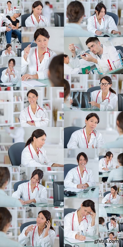 Female brunette doctor posing for the camera wearing stethoscope 2