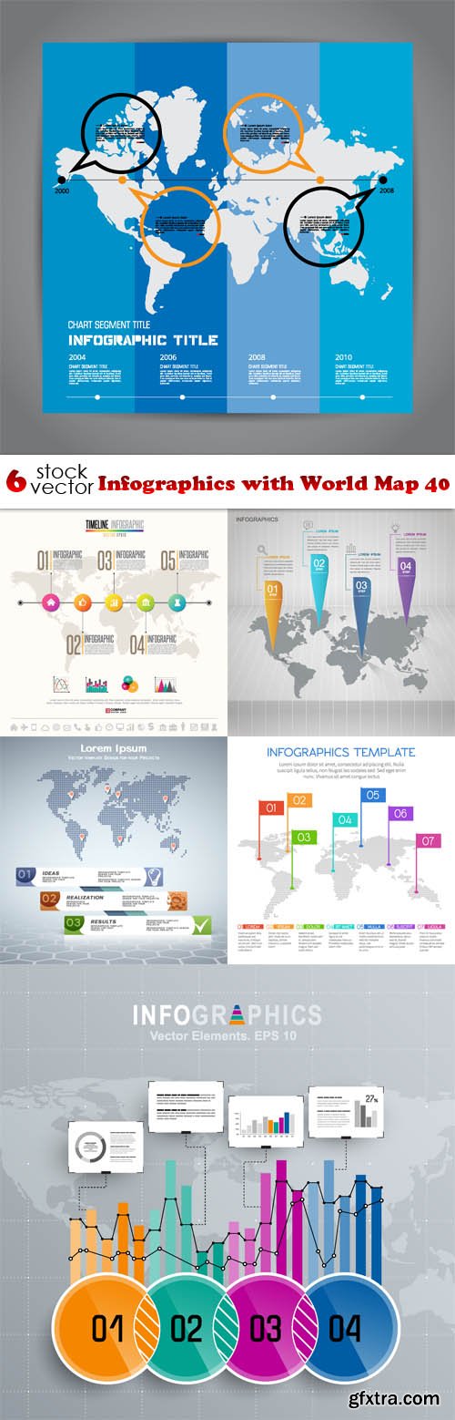 Vectors - Infographics with World Map 40
