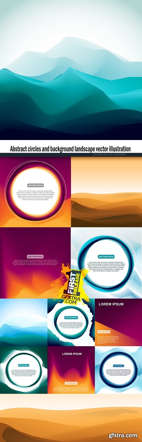 Abstract circles and background landscape vector illustration