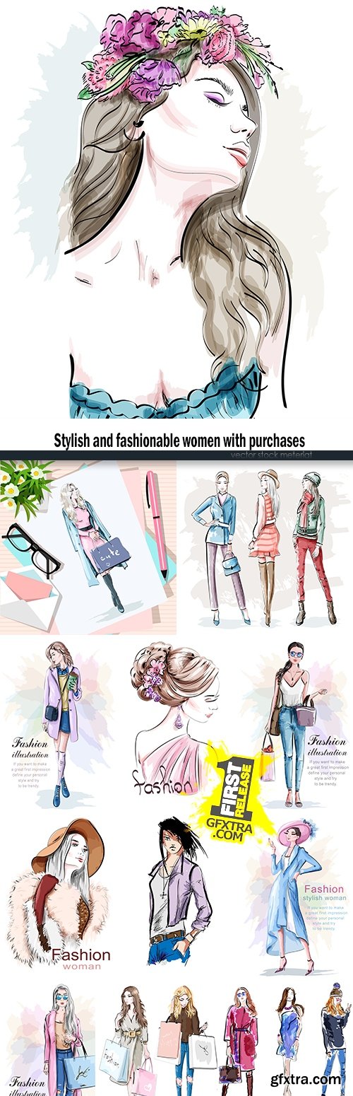 Stylish and fashionable women with purchases