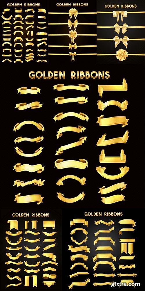 Elegant golden ribbon pack Premium Vector