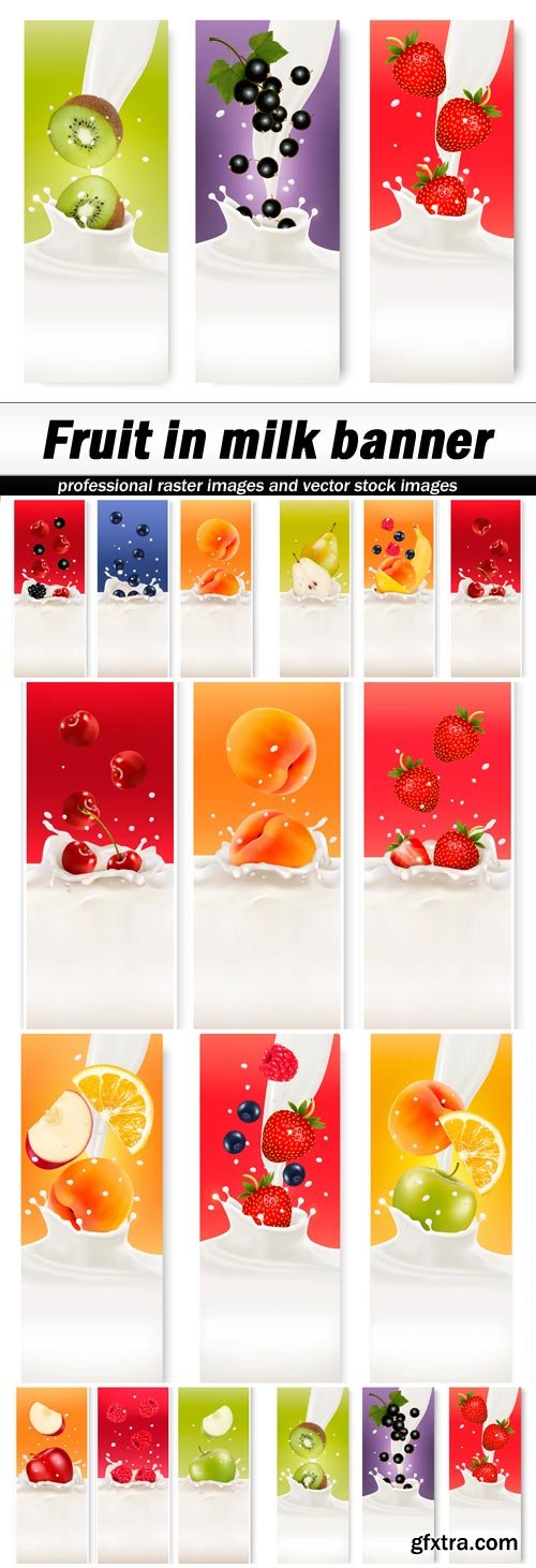 Fruit in milk banner - 6 EPS
