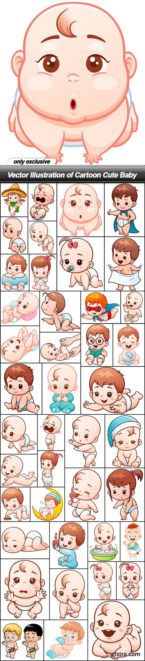 Vector Illustration of Cartoon Cute Baby - 42 EPS