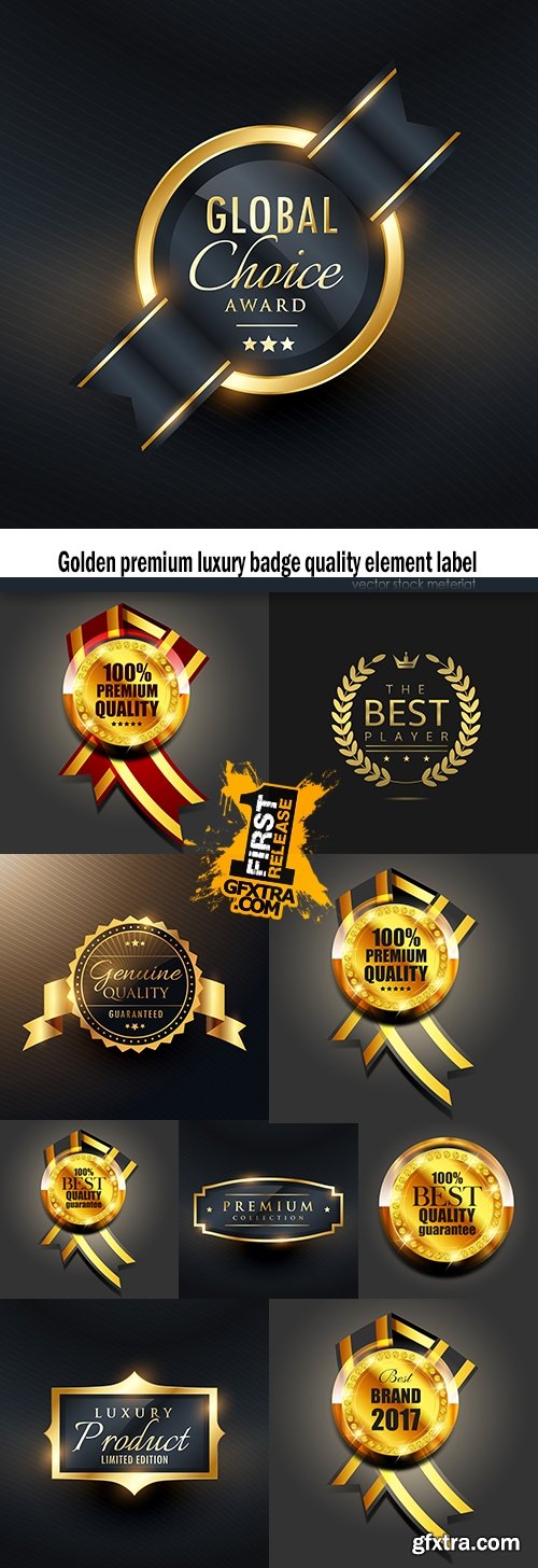 Golden premium luxury badge quality element label