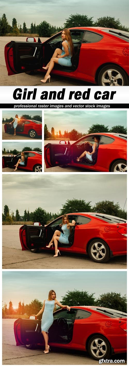 Girl and red car - 5 UHQ JPEG