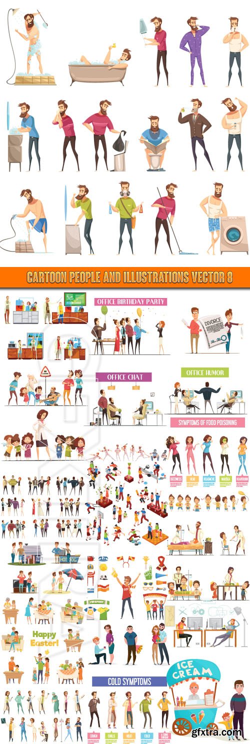 Cartoon people and Illustrations vector 8