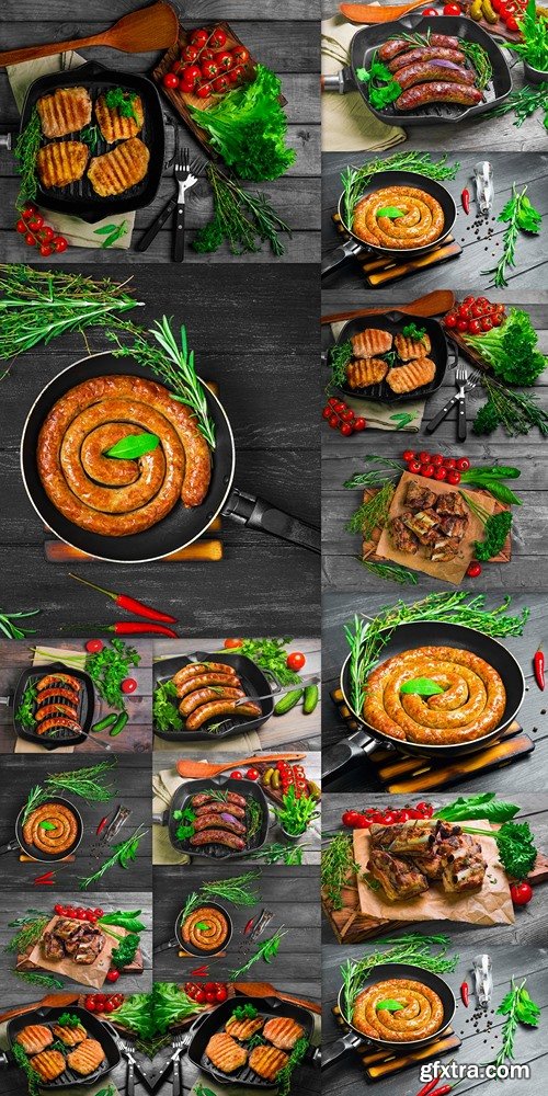 Grilled sausage snail coil spiral, barbecue