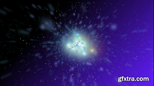 Violet space particles bursting