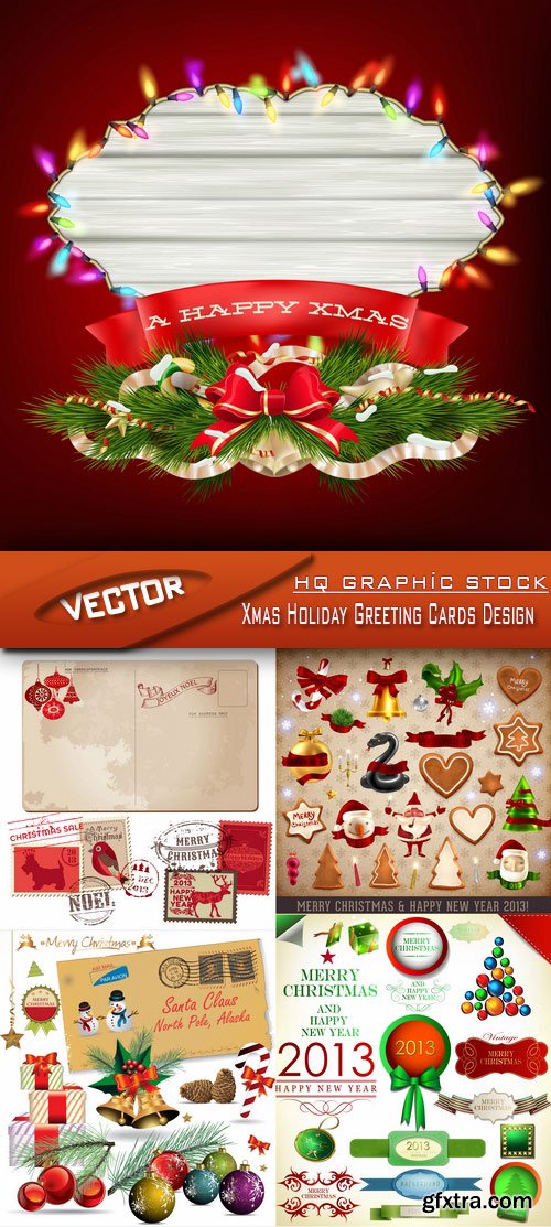 Stock Vector - Xmas Holiday Greeting Cards Design