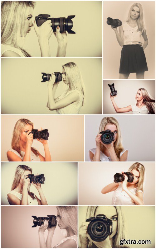 Photographer girl shooting images 10x JPEG