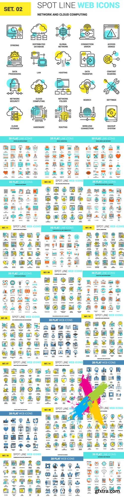 Flat line icons vector 5