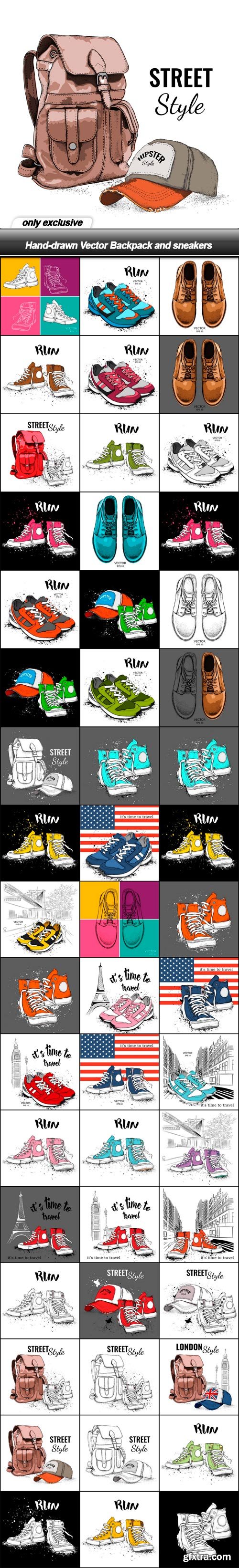 Hand-drawn Vector Backpack and sneakers - 51 EPS