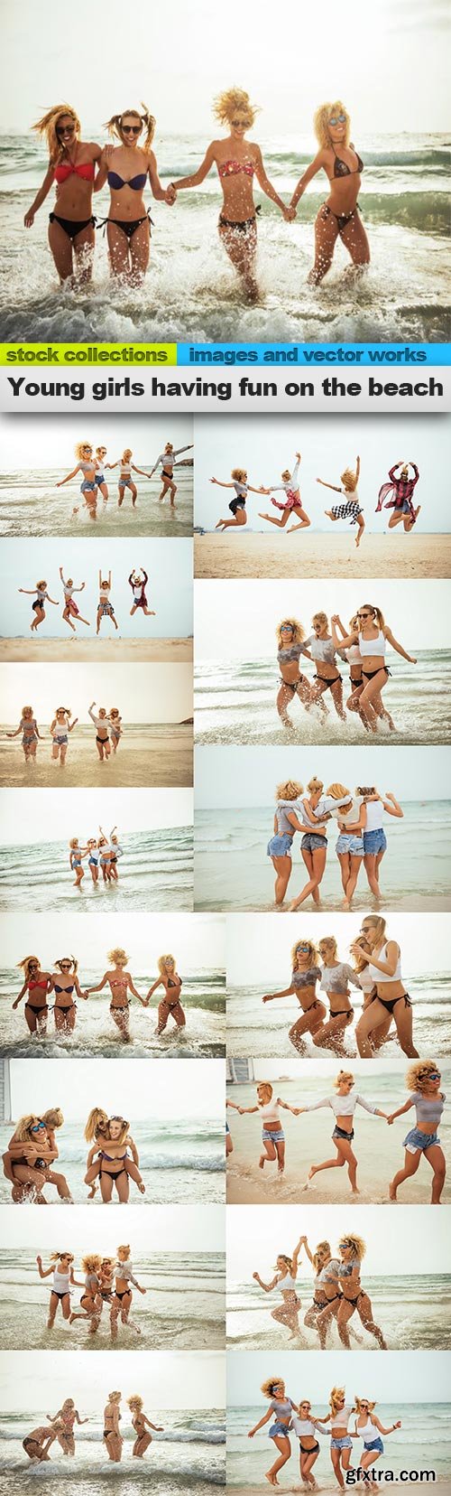 Young girls having fun on the beach, 15 x UHQ JPEG