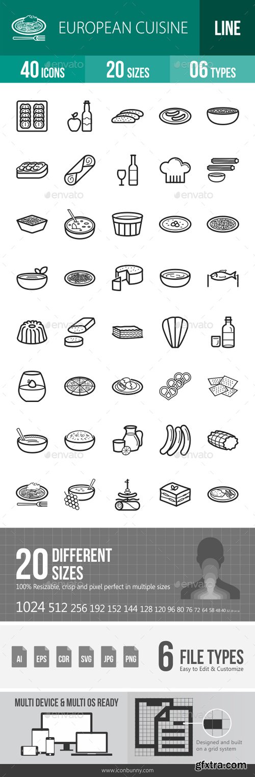 GR - European Cuisine Line Icons 18196840