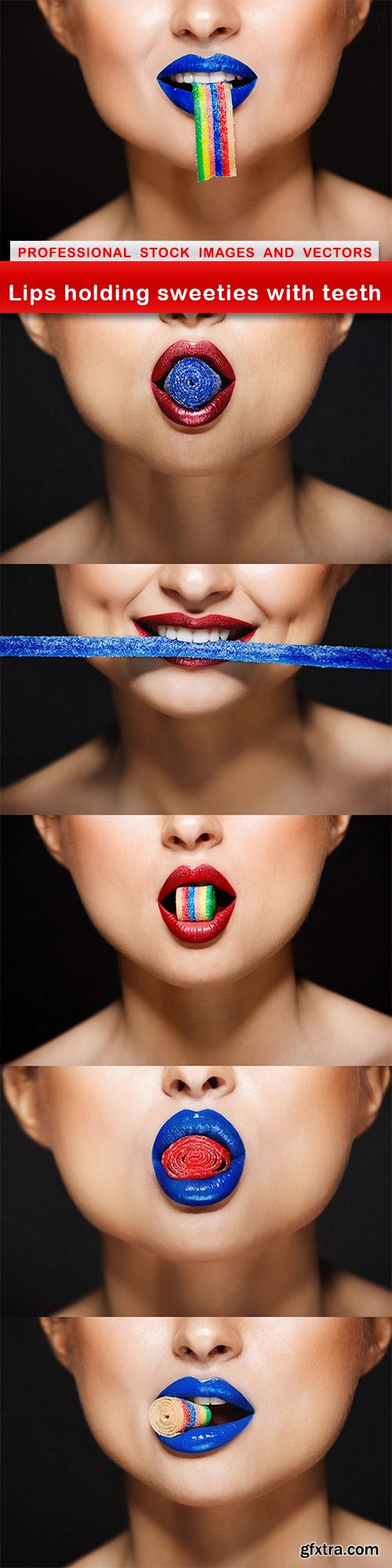 Lips holding sweeties with teeth - 6 UHQ JPEG