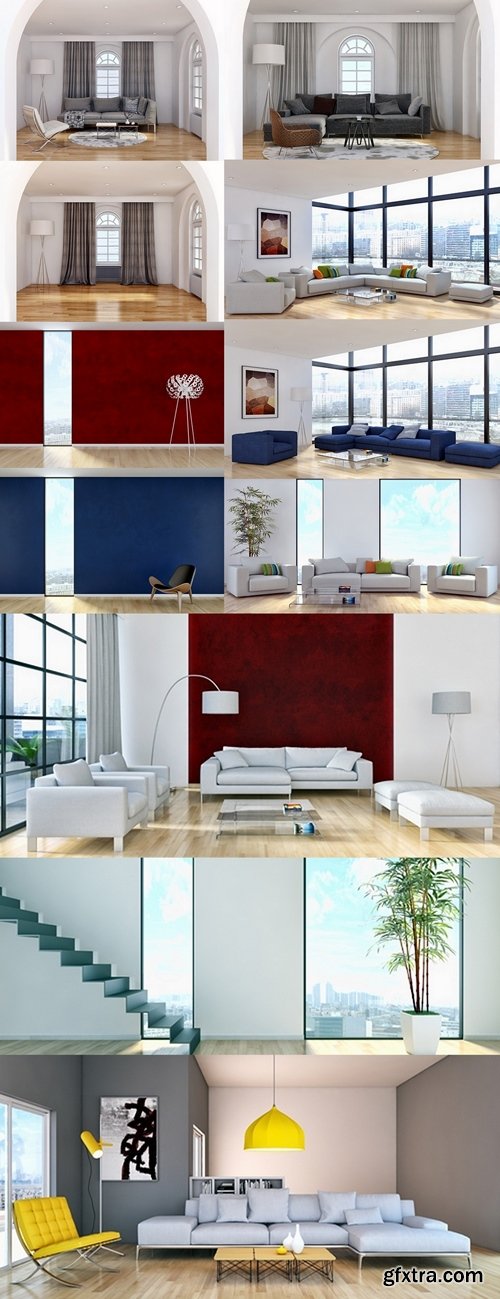 Modern living room 3d render