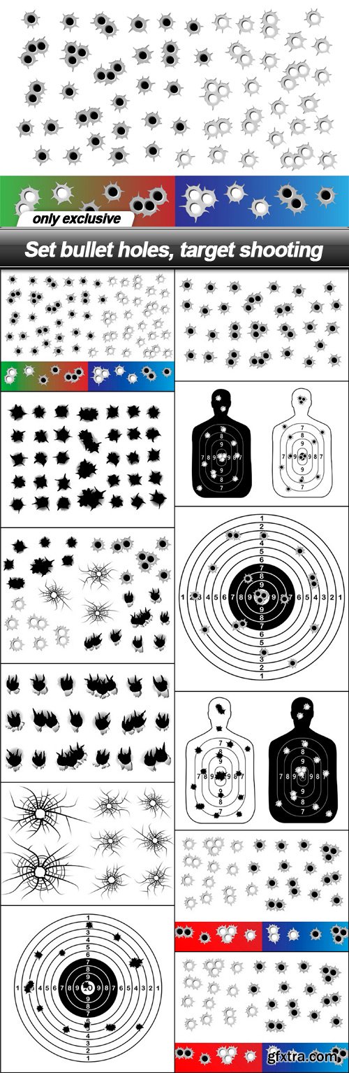 Set bullet holes, target shooting - 12 EPS