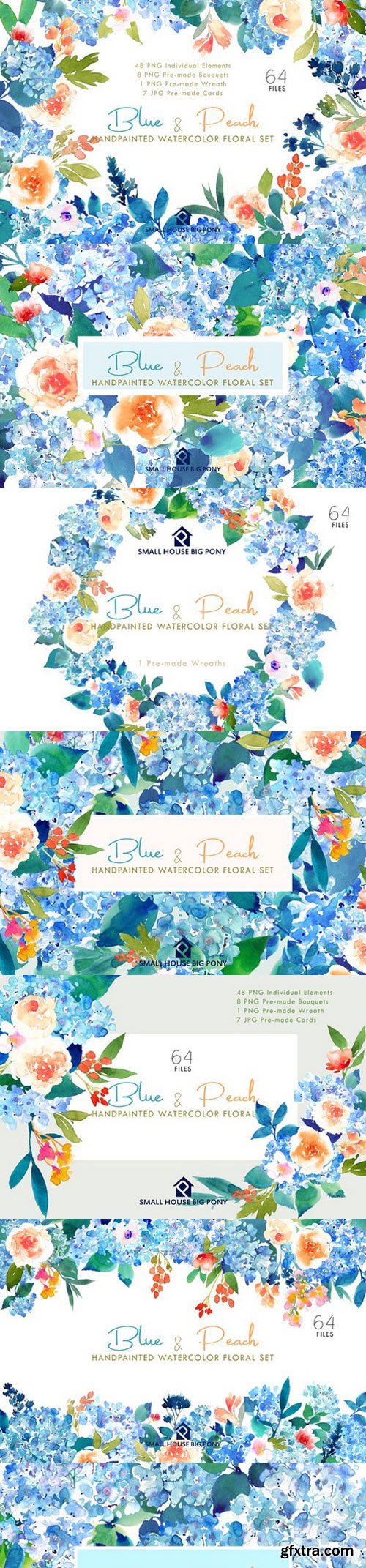 CM - Blue & Peach- Watercolor Floral Set 1290812