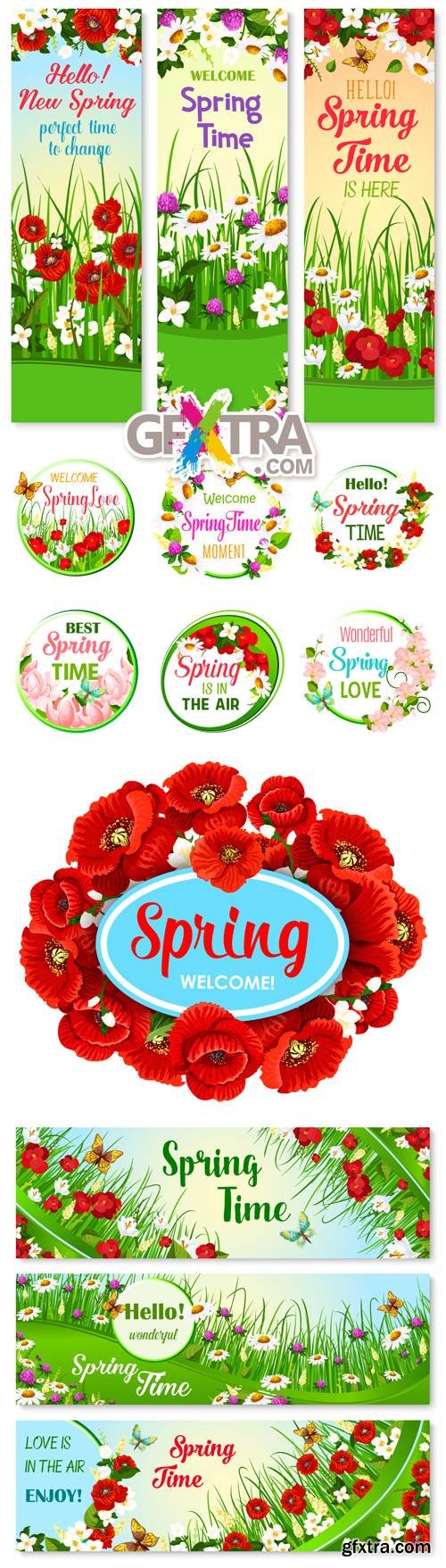 Spring Time Banners Vector