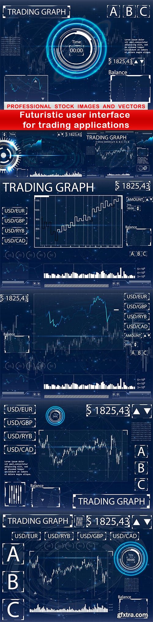 Futuristic user interface for trading applications - 7 EPS