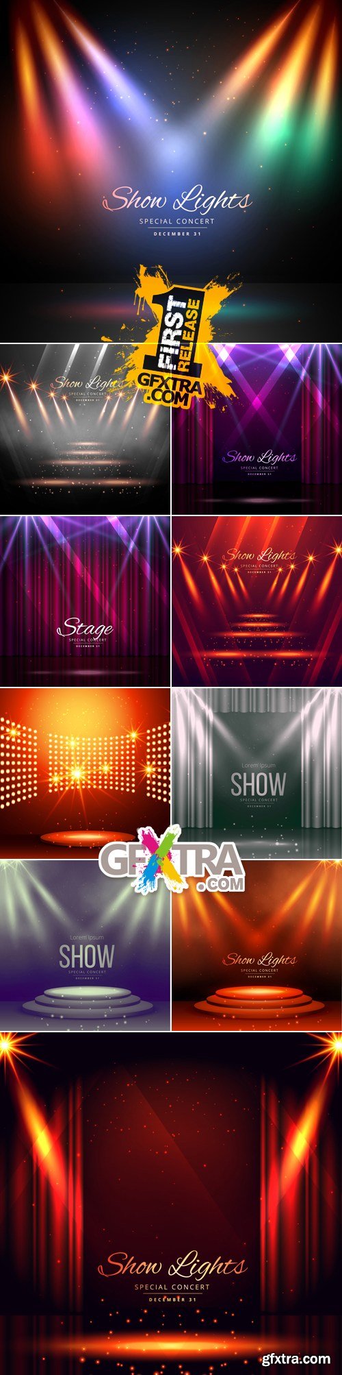 Stage with Spotlights Vector 4