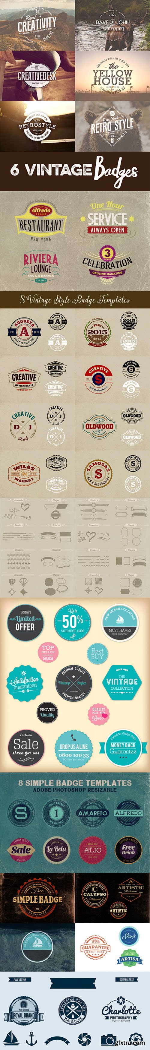 Retro Badges, Signs, Logos and Elements Templates Pack [PSD/AI/EPS]