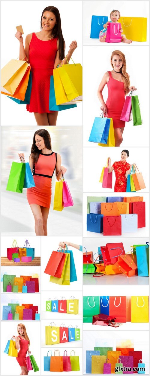 Shopping colorful sale paper bags close-up 17X JPEG