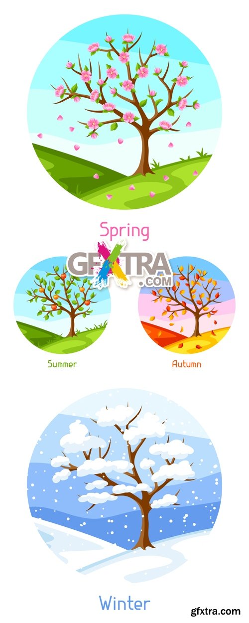 4 Seasons Tree Vector