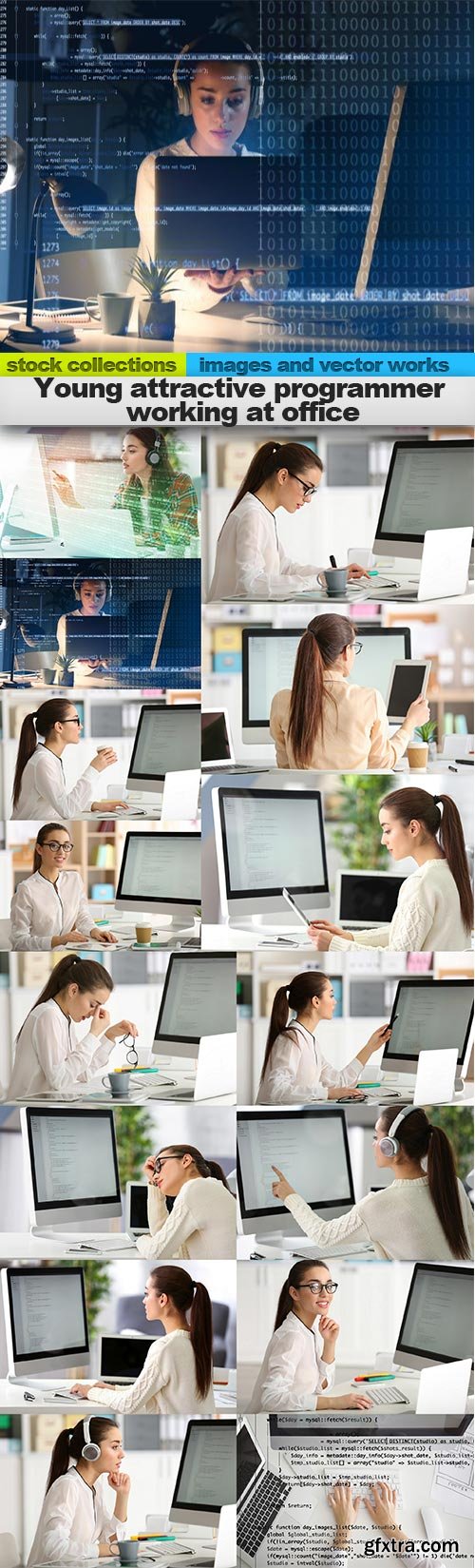 Young attractive programmer working at office, 15 x UHQ JPEG