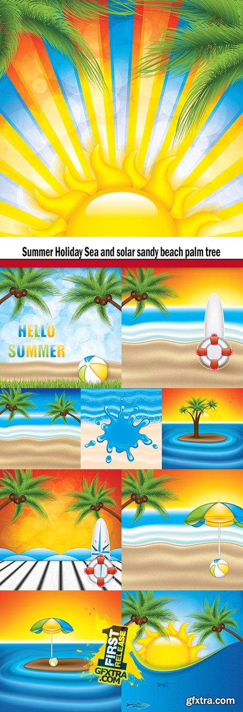 Summer Holiday Sea and solar sandy beach palm tree