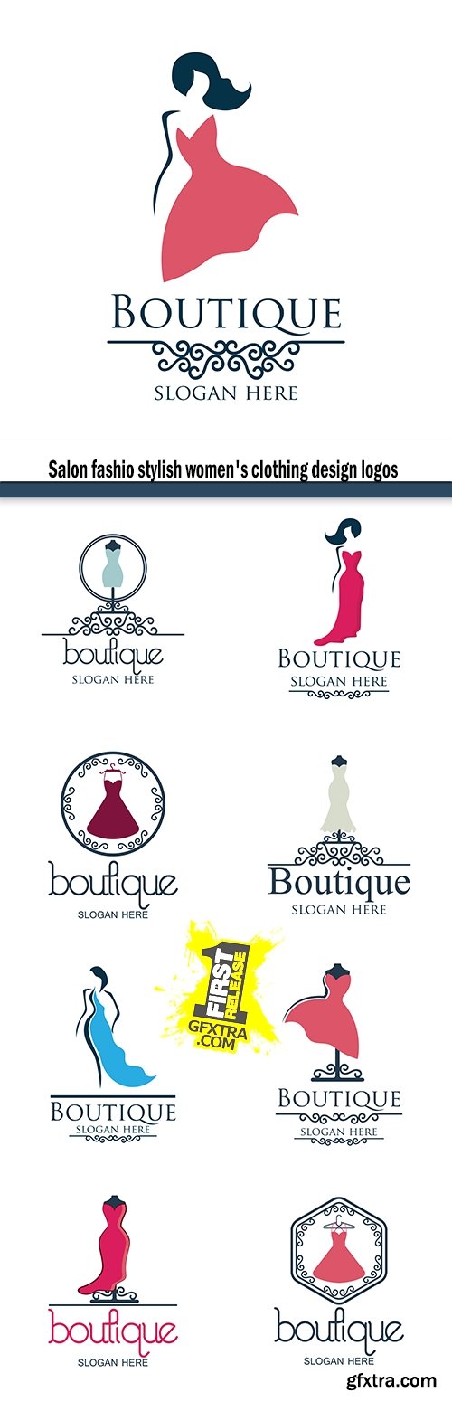 Salon fashio stylish women\'s clothing design logos