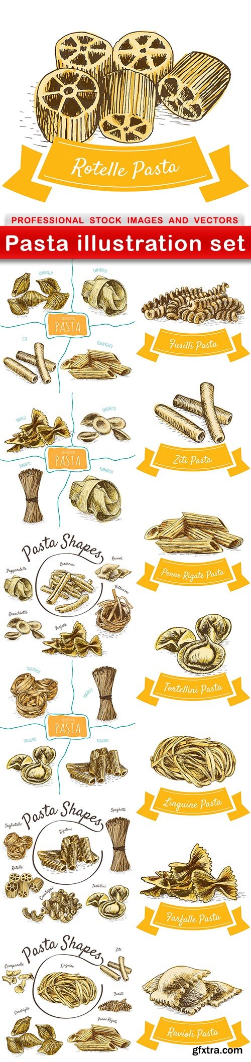 Pasta illustration set - 14 EPS