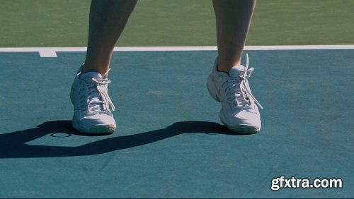 Slow motion tennis feet ready for action