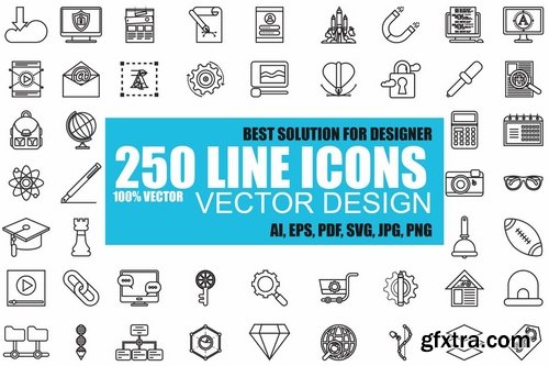 250 Simple Line Icons