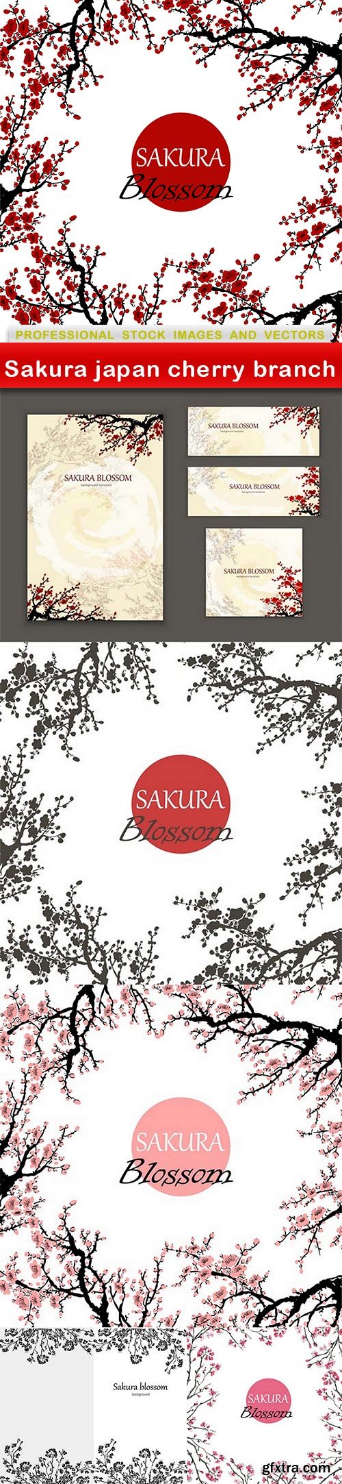 Sakura japan cherry branch - 6 EPS