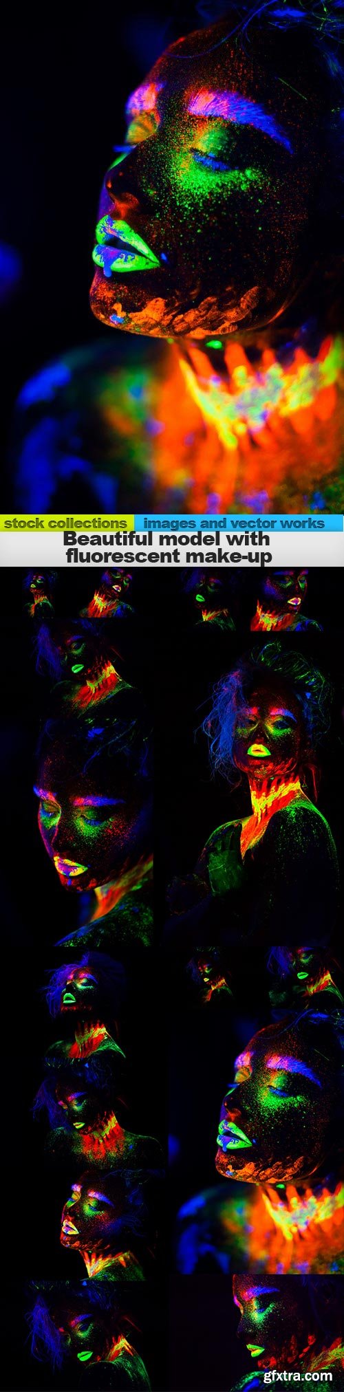 Beautiful model with fluorescent make-up, 15 x UHQ JPEG