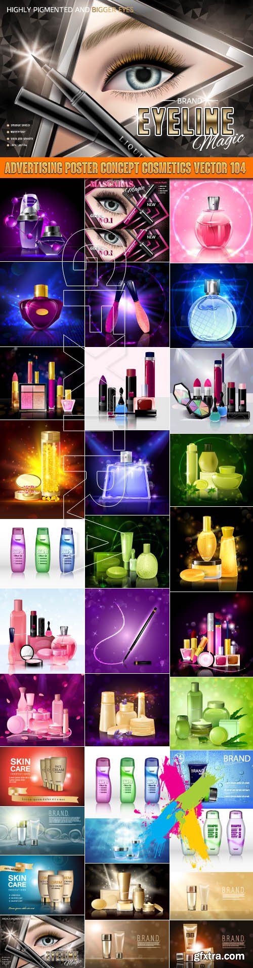 Advertising Poster Concept Cosmetics vector set 104