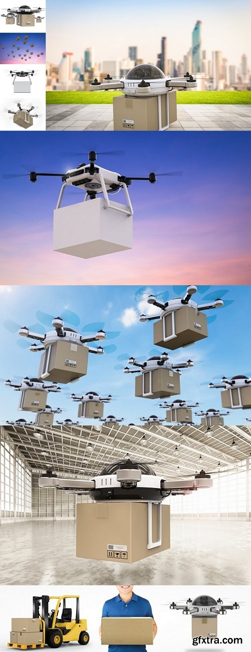Delivery drones flying 2