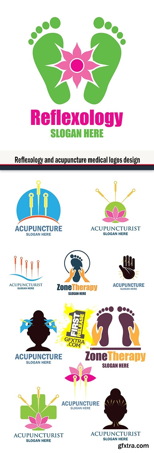 Reflexology and acupuncture medical logos design