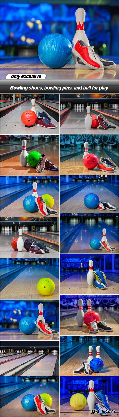 Bowling shoes, bowling pins, and ball for play - 16 UHQ JPEG