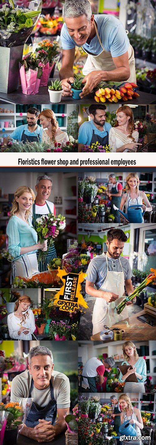 Floristics flower shop and professional employees