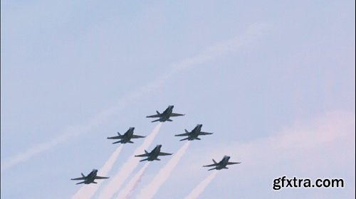 Blue angels breaking out of v formation slow motion