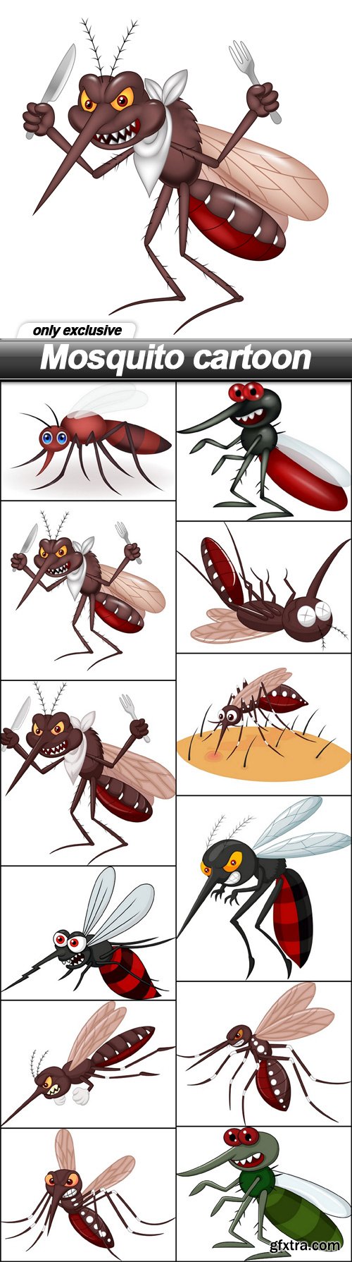 Mosquito cartoon - 12 EPS