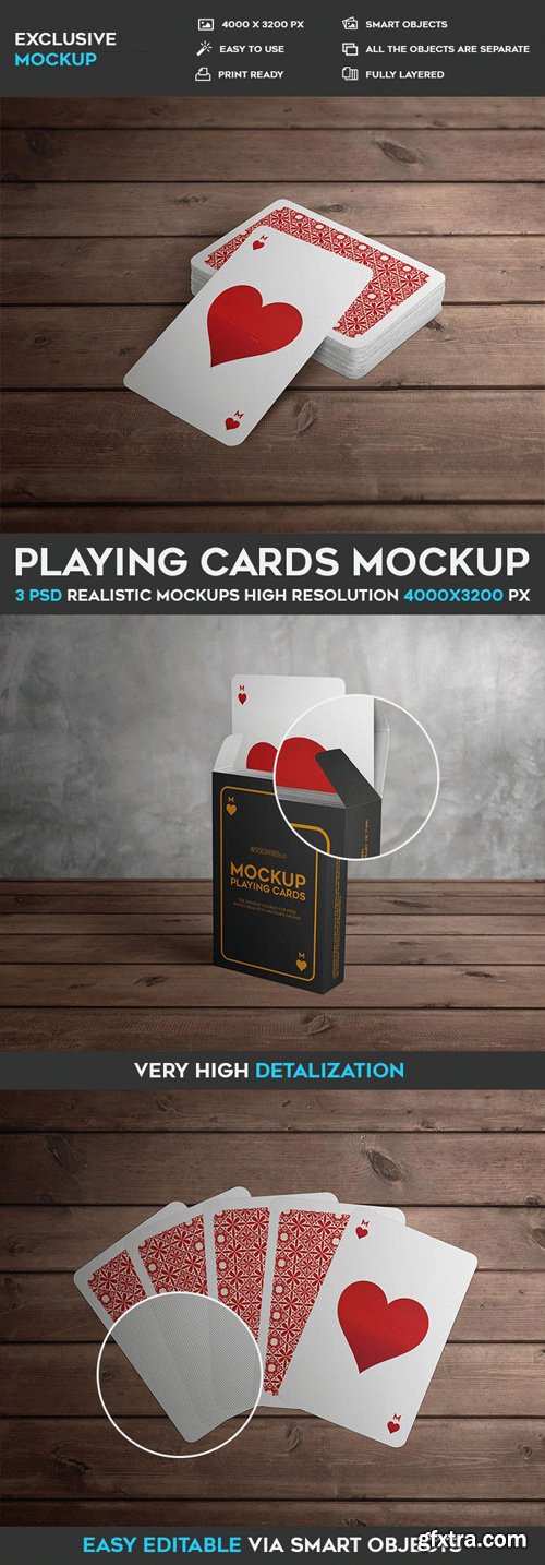 Playing Cards - 3 PSD Mockups