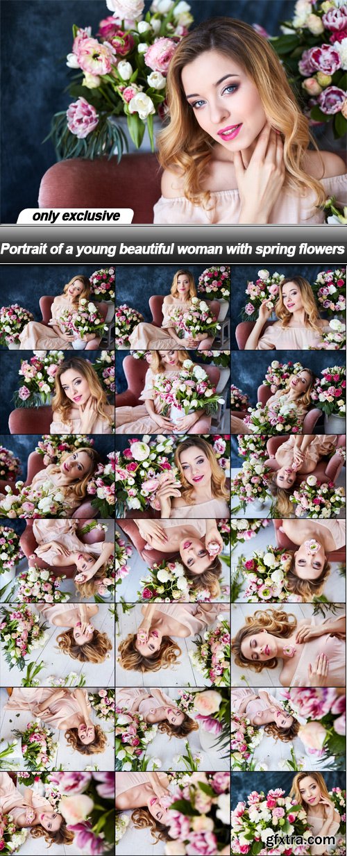 Portrait of a young beautiful woman with spring flowers - 21 UHQ JPEG