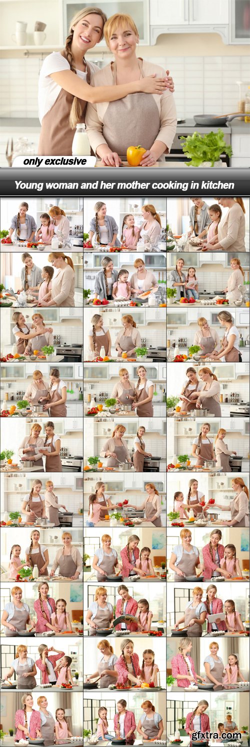 Young woman and her mother cooking in kitchen - 31 UHQ JPEG