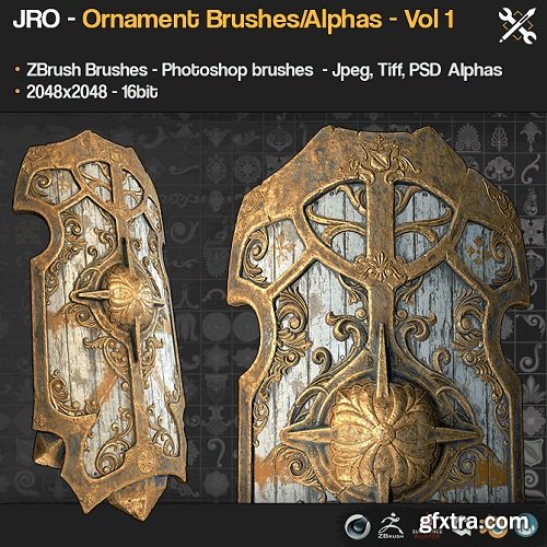 55 Ornament Brushes + alpha/height maps - Vol1