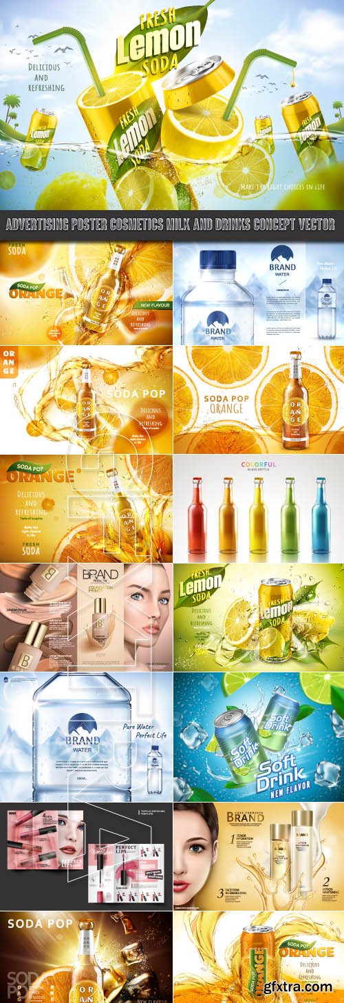 Advertising poster cosmetics milk and drinks concept vector